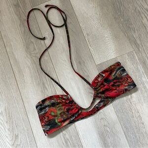 Gonza Bandeau Top loro print mesh womens Red small swim vacation abstract funky